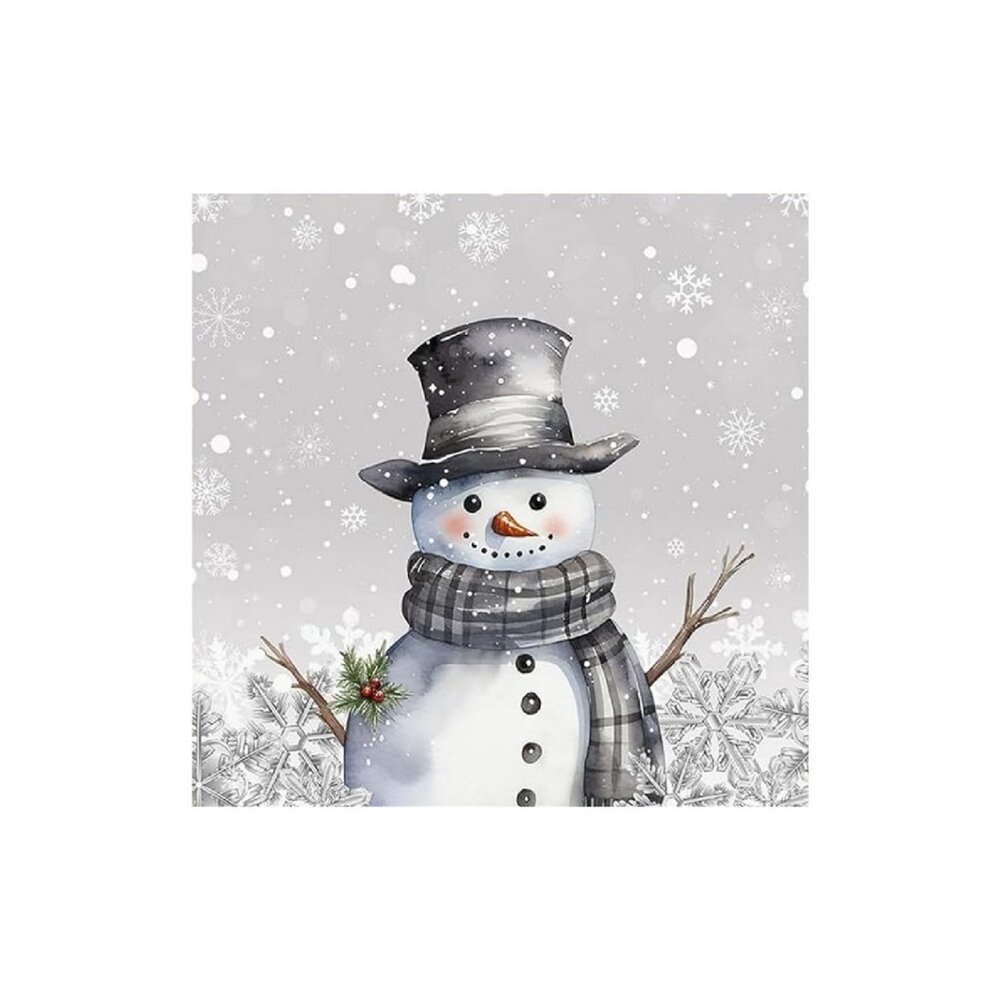 Snowman Snowflake Unframed Canvas Wall Art 16" X 16"